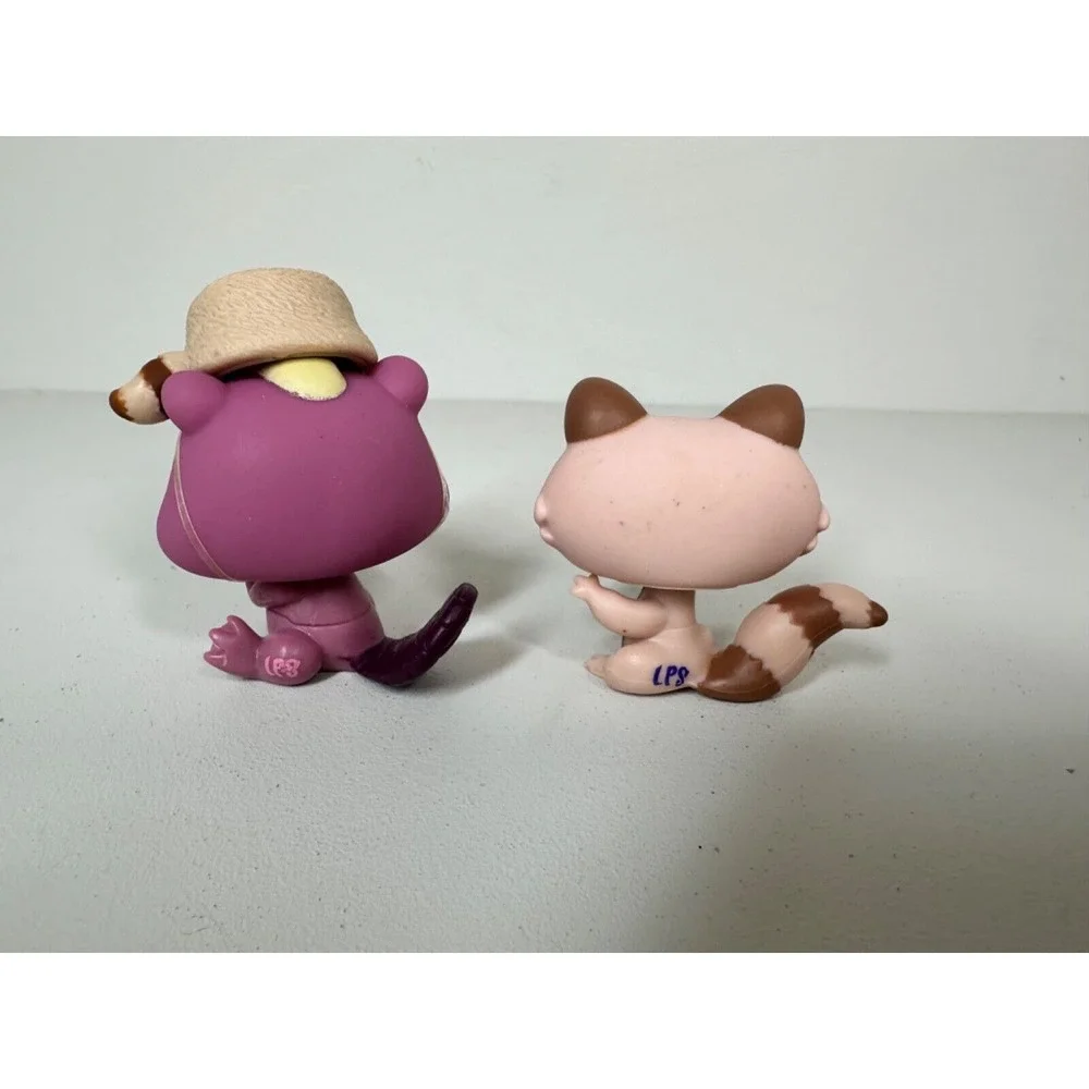 Littlest Pet Shop Beaver‎ 1410 Raccoon 1409 Retired 2009 Hasbro Pet Pairs LPS